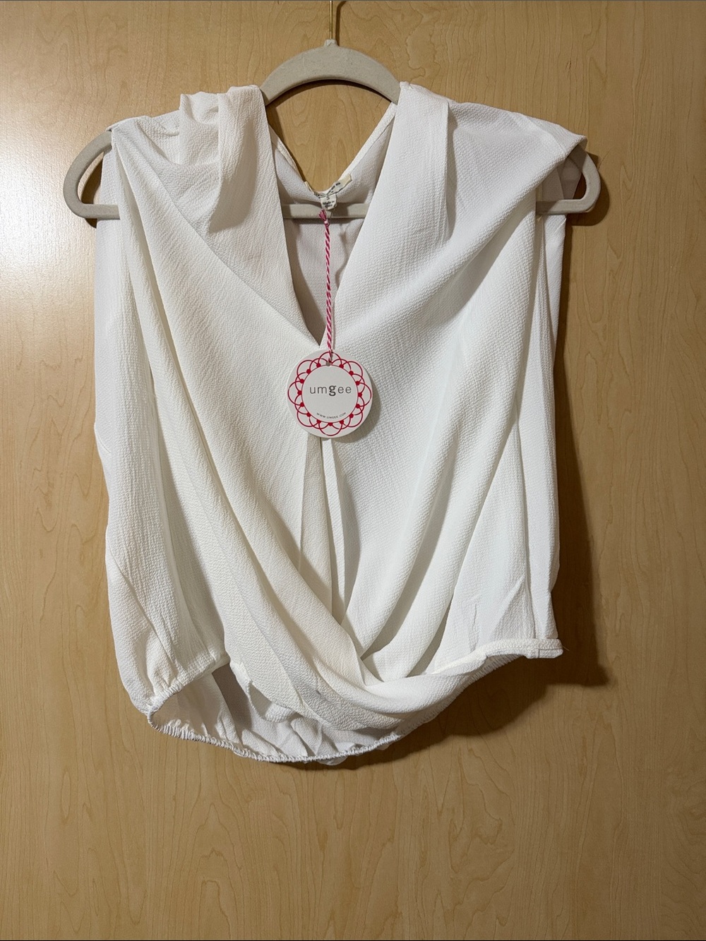 Umgee White Draped Faux-Wrap Sleeveless Camisole